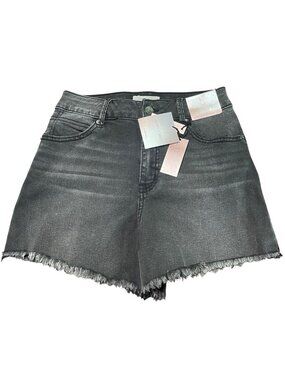 Happily Grey Super High Rise Mom Shorts Size 1/25 JR Cotton Black Stretch Denim